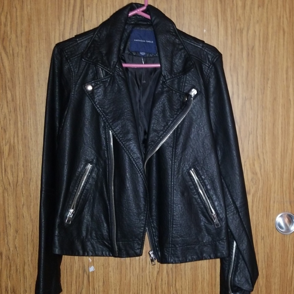 Faux leather moto jacket